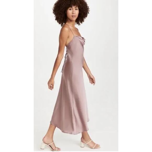 ASTR The Label Dress Womens Small Mauve Pink Gaia Satin Slip Slit Midi Formal - Picture 4 of 10